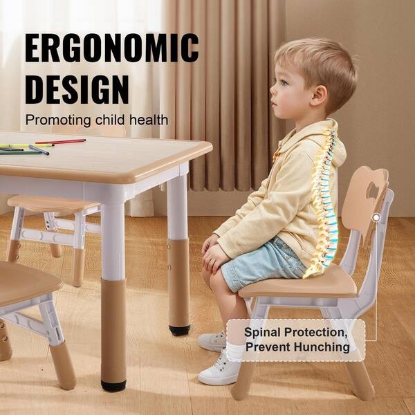 Minimalist Wood Toddler Table Set Adjustable Height