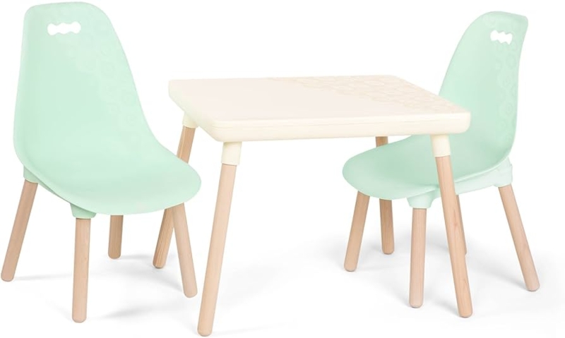 Mint Green Kids Table Set with Tapered Wooden Legs for Playroom