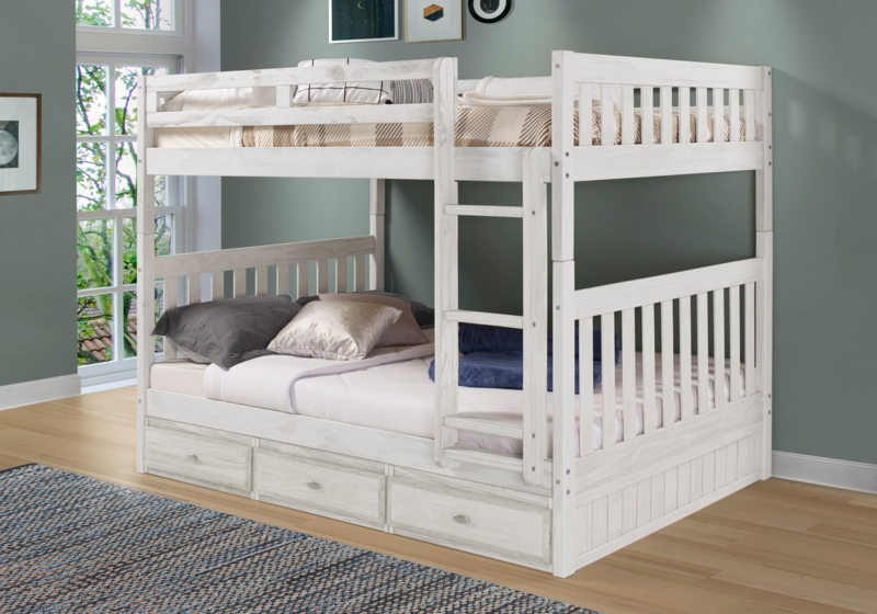 Mission Style Full Over Full Bunk Bed in Ash Wood Tone