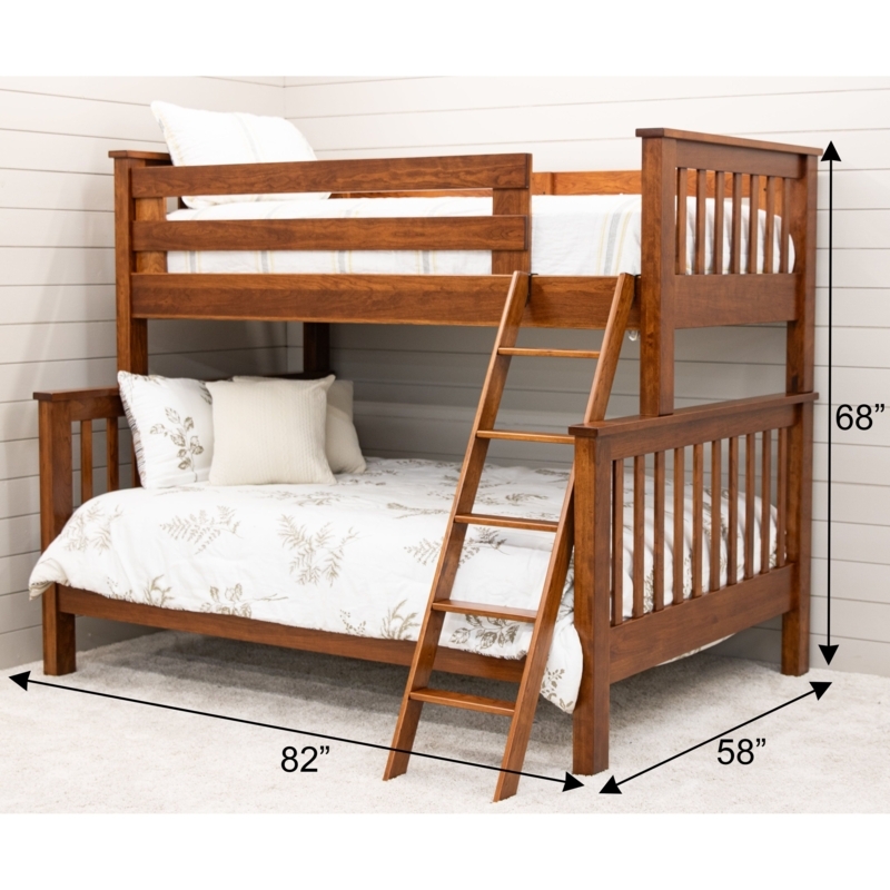 Mission Style Twin Over Full Bunk Bed Reddish Brown Wood Ladder