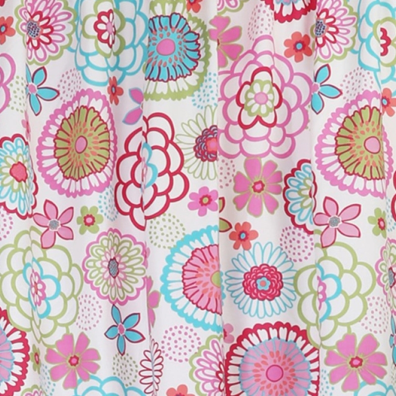 Mixed Pattern Window Curtain Rod Pocket Whimsical Floral Decor