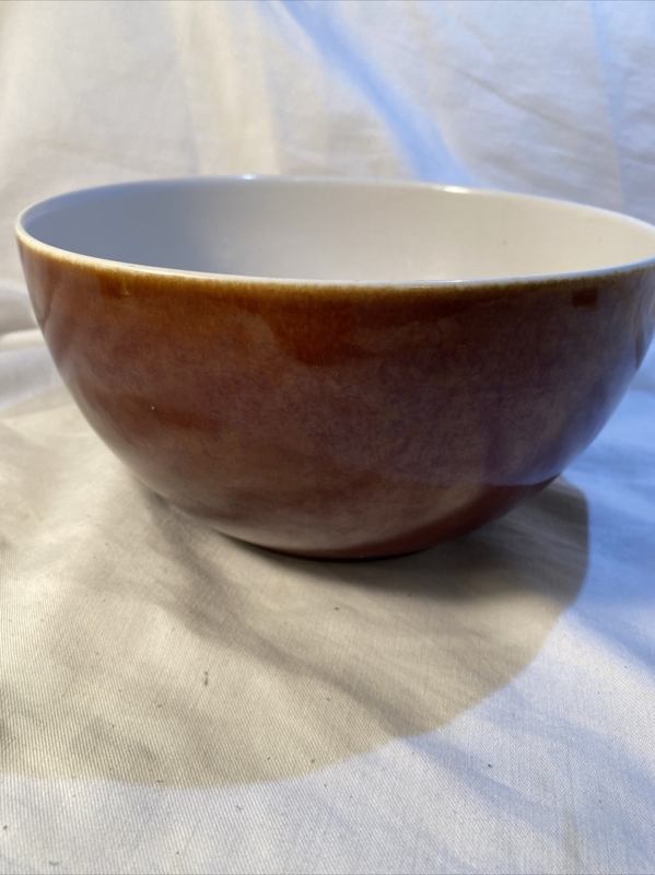 Mixing Bowl Mottled Brown Stoneware Tapered Base Rustic Farmhouse