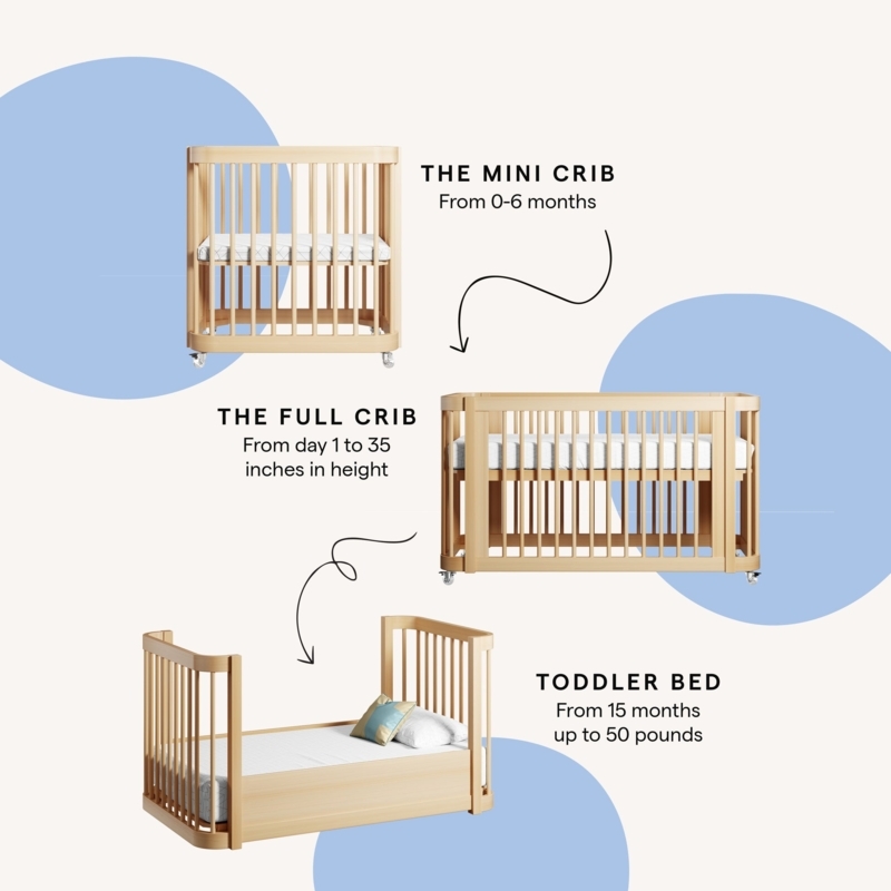 Modern Crib with Unique Curved Silhouette and Wave Top Rail