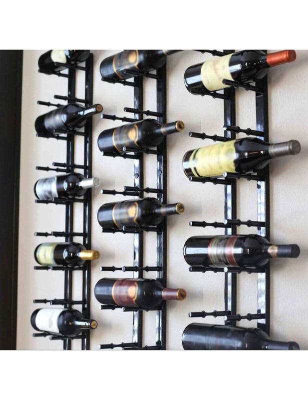 Modern Horizontal Wine Rack Matte Black Metal Label Forward Display