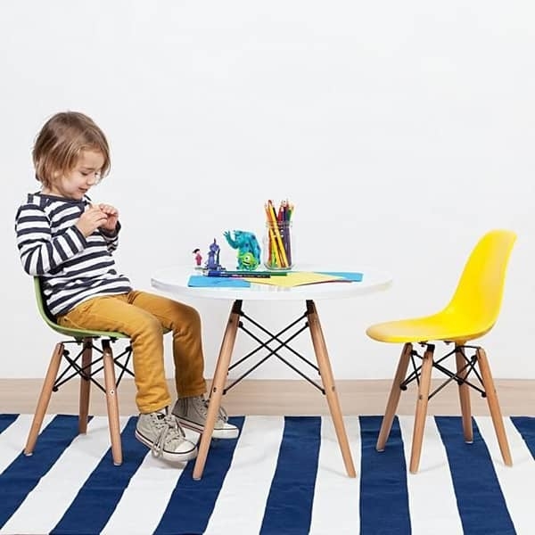 Modern Kids Chairs Set with Molded Seats and Eiffel Style Legs