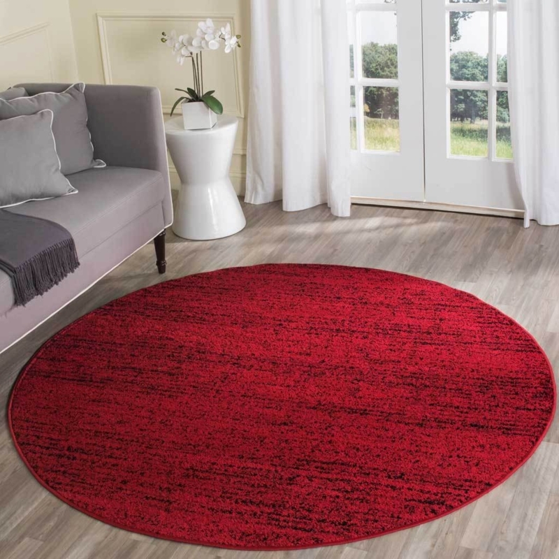 Modern Round Area Rug Abstract Wave Pattern Black Accent
