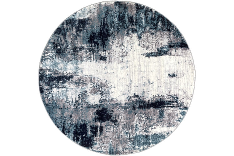 Modern Scandinavian Round Area Rug, Geometric Cream