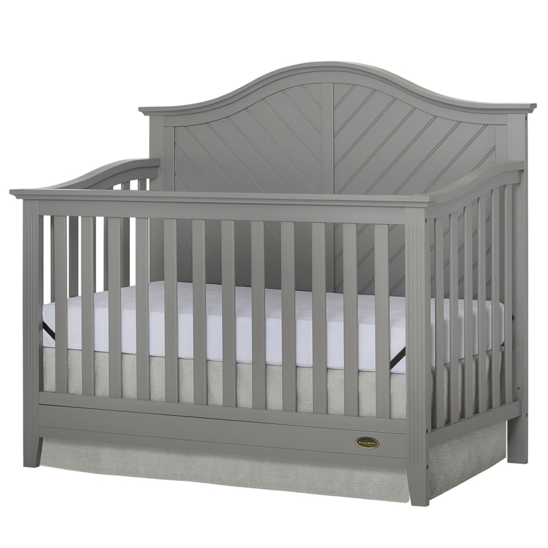 Modern Smoky Gray Crib with Solid Back and Spindled Sides