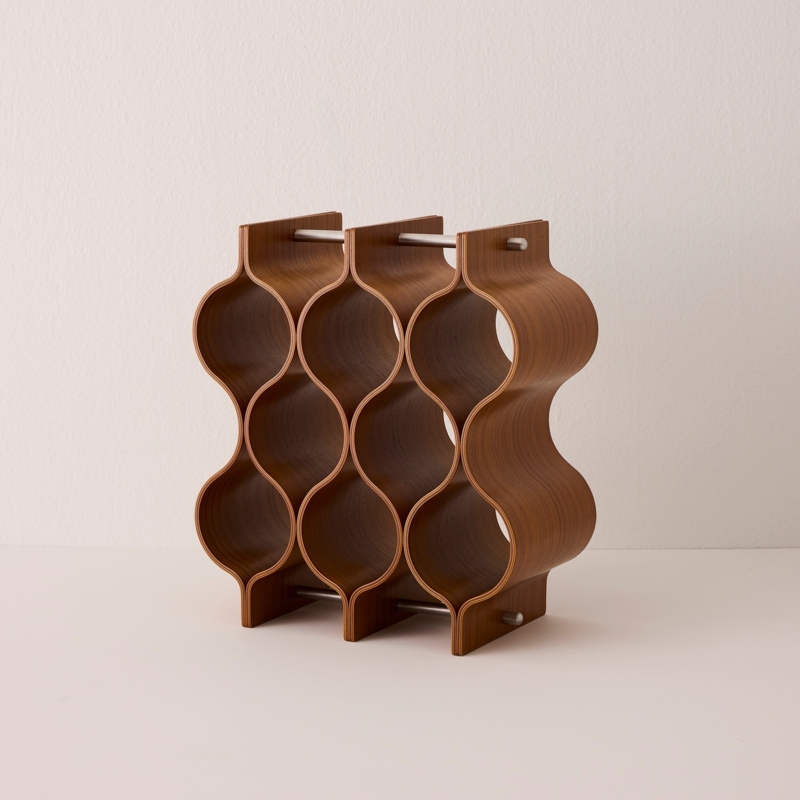 Modular Wine Rack Minimalist Bentwood Circular Slots