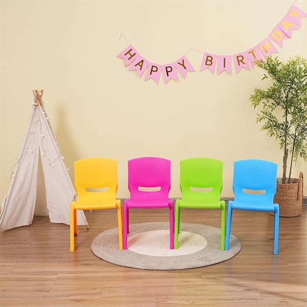 Multicolor Pastel Kids Chair Set Stackable Molded Plastic Playroom Seats