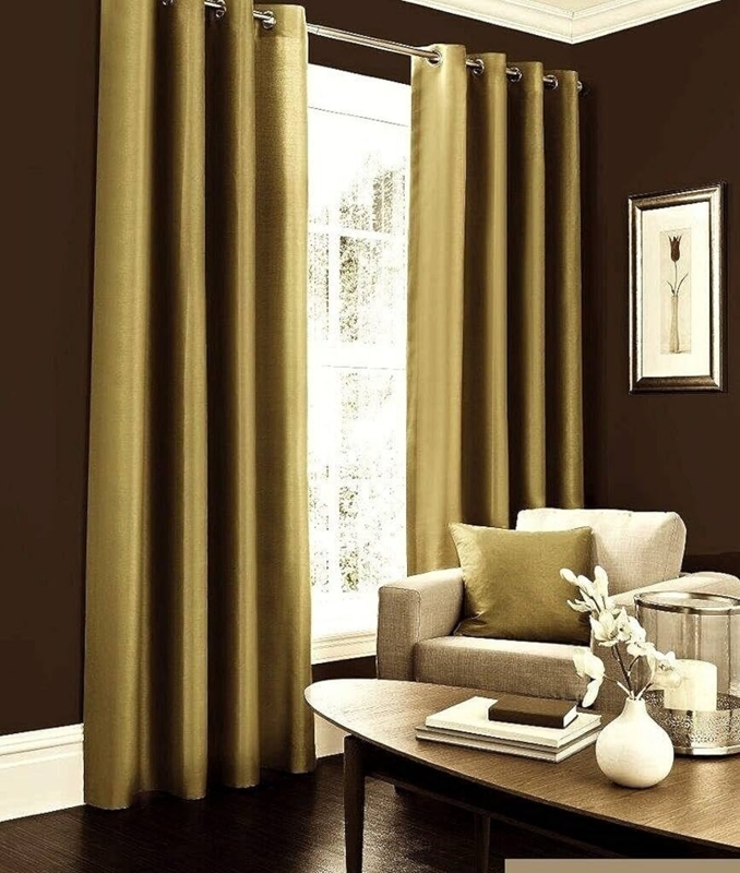 Mustard Gold Faux Silk Curtains with Textured Dupioni Weave
