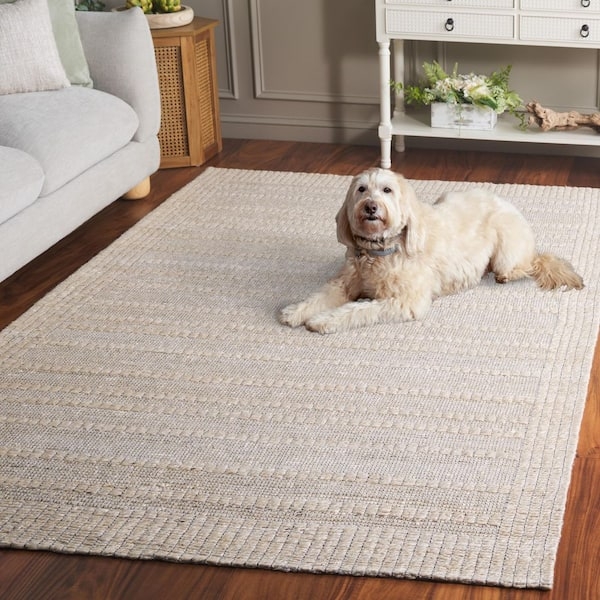 Natural Fiber Ribbed Area Rug Cream Organic Modern