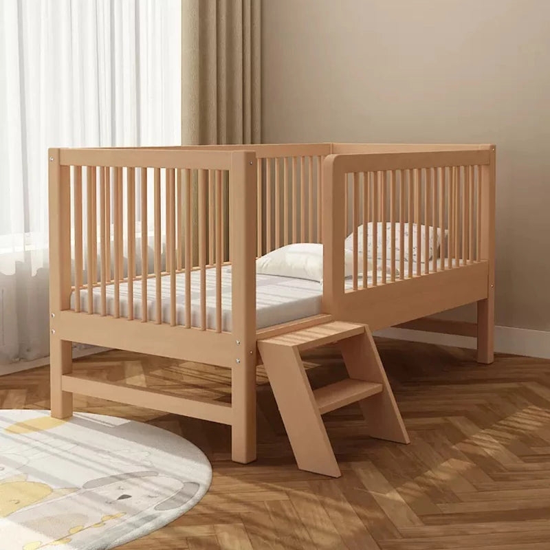 Natural Finish Toddler Floor Bed with Full Enclosure Slats