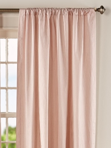 Natural Ticking Stripe Rod Pocket Curtains Cottage Style