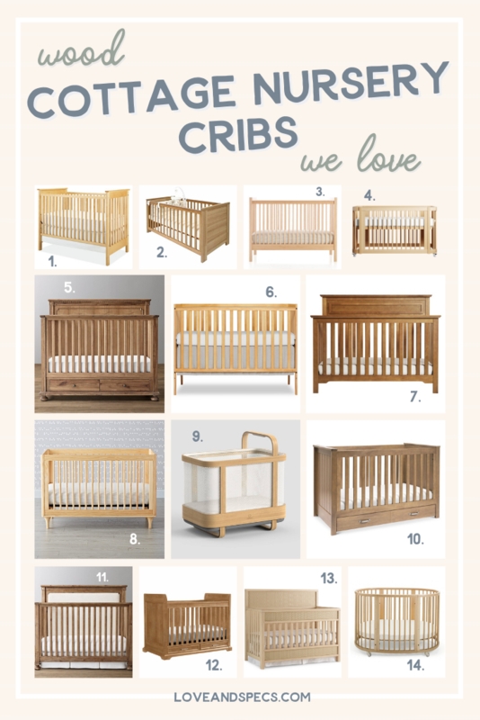 Natural Wood Baby Crib Nursery with Blonde Spindle Slats