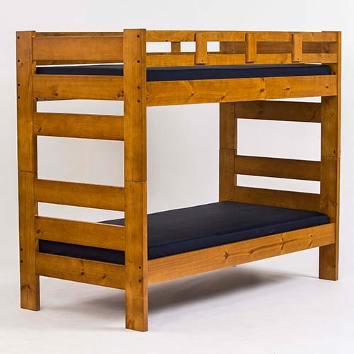 Natural Wood Bunk Bed Twin Over Twin Integrated End Ladder Sturdy