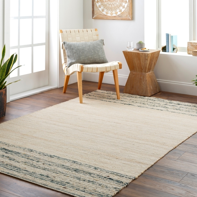 Nautical Area Rug: Sage Green Compass & Anchor Pattern