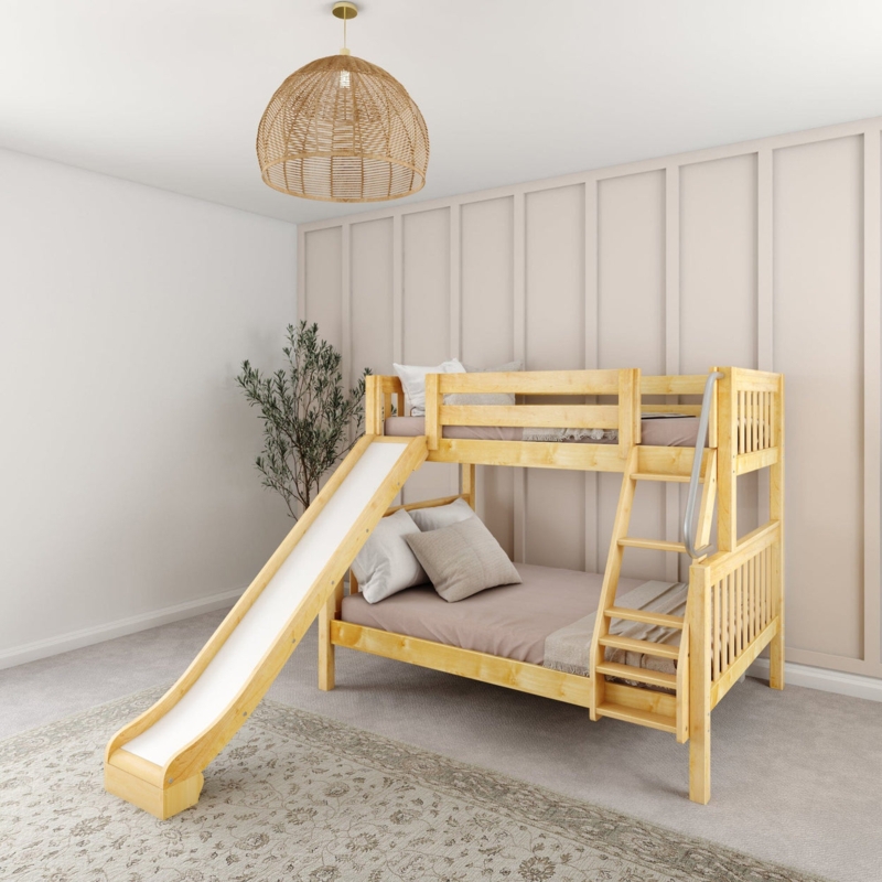 Nautical Twin Over Full Bunk Bed with Slide & Angled Ladder