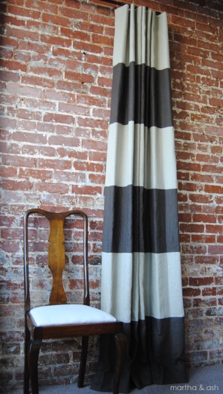 Navy And White Horizontal Stripe Curtains With Ring Clip Header