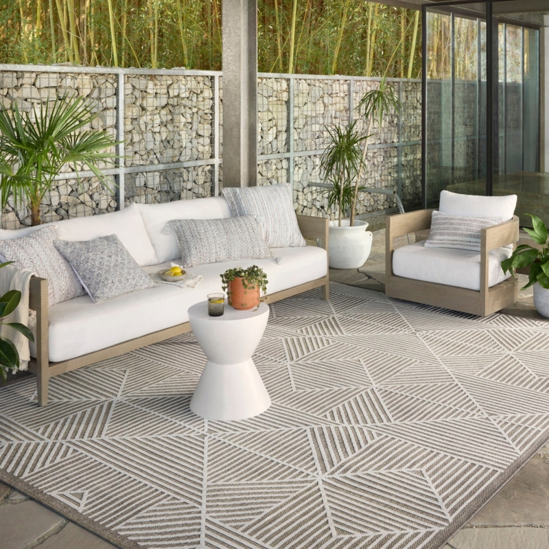Navy Area Rug, Diamond Lattice Pattern, Flatweave, Porch Decor