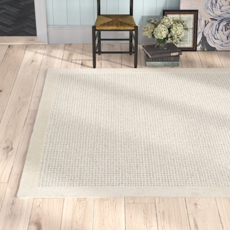 Navy Blue Area Rug Cream Trellis Geometric Hand-Tufted Look