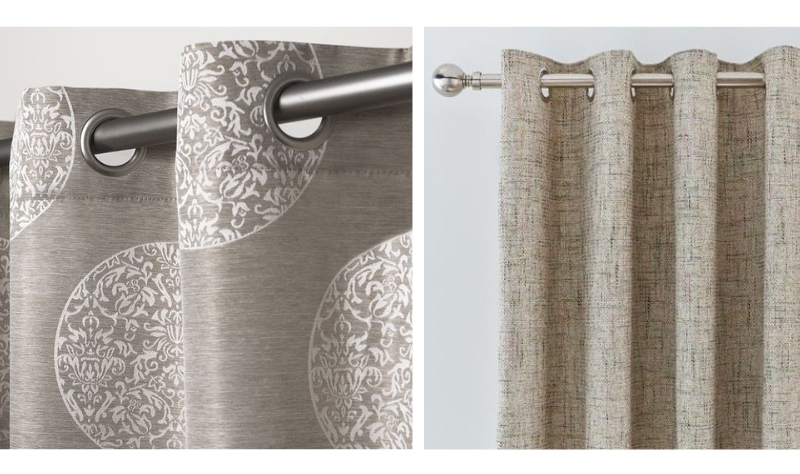Navy Blue Curtains with Linen Weave and Silver Grommet Top Header