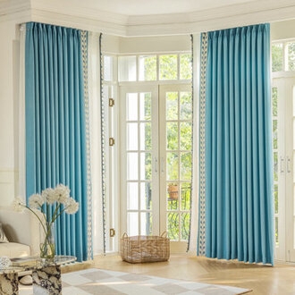 Navy Blue Pinch Pleat Curtains Traditional Floor Length Window Drapes