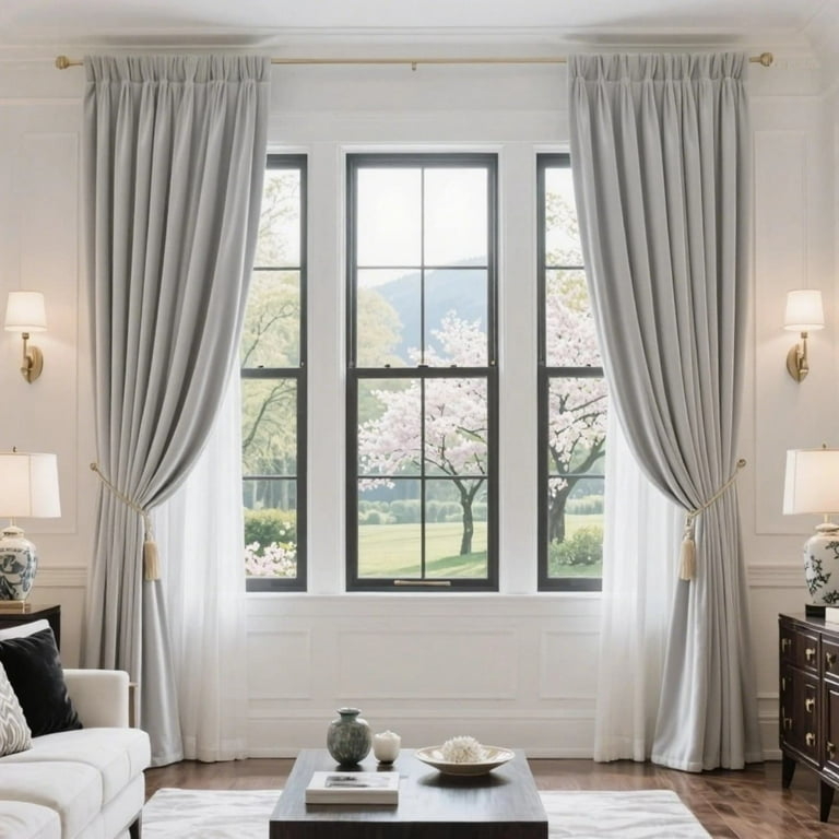 Navy Velvet Rod Pocket Curtains, Light Filtering Window Drapes