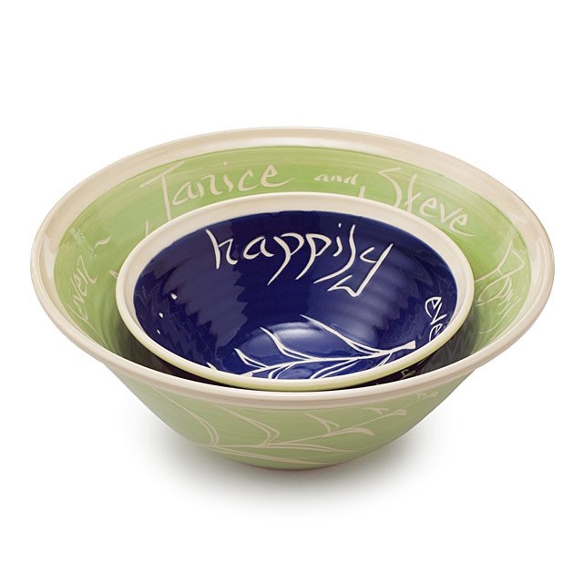 Nested Serving Bowls Organic Wavy Rim Personalized
