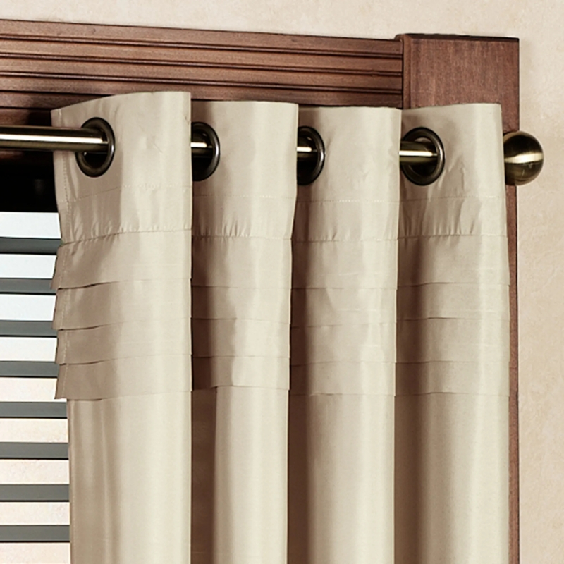 Neutral Cream Grommet Panel with Subtle Vertical Textured Stripes