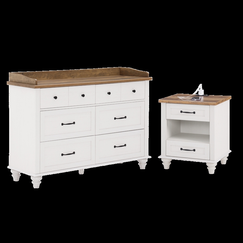 Nursery Dresser Six-Drawer Splayed Legs Recessed Pulls Scandinavian Style