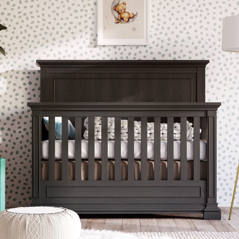 Nursery Furniture Set in Aqua Gray, Wood Tapered Legs