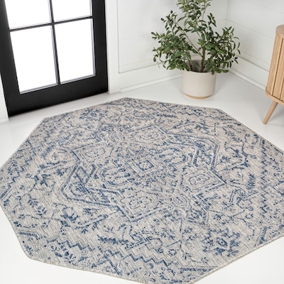 Octagonal Area Rug Traditional Oriental Medallion Rust Teal Classic