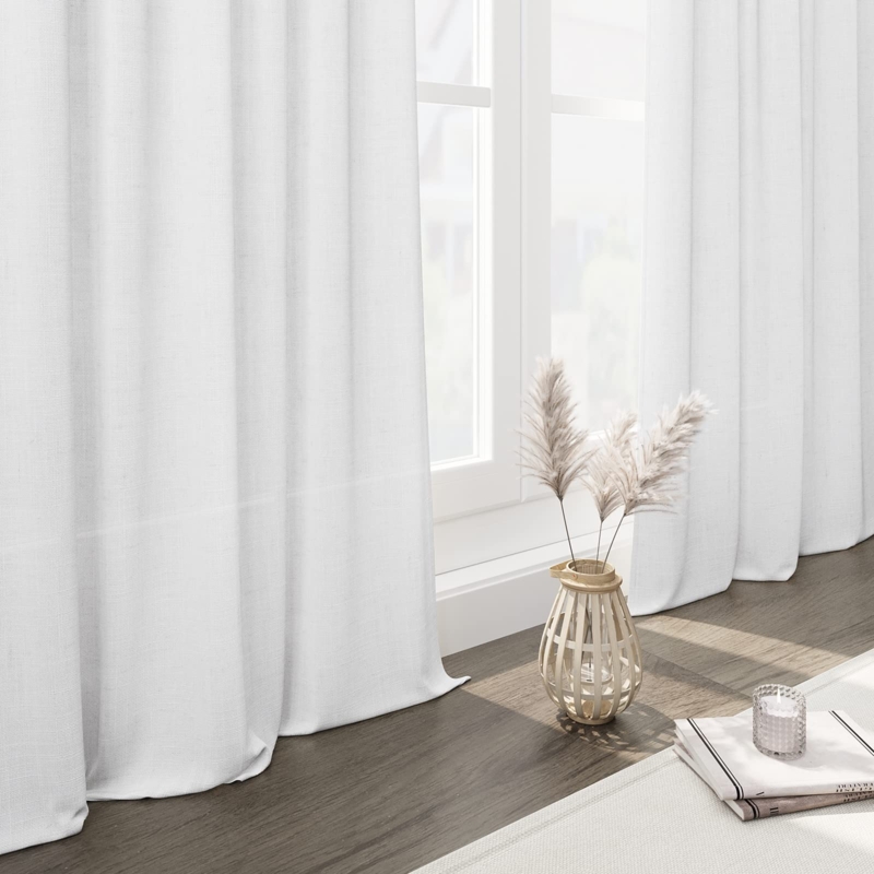 Off-White Linen Curtains Back Tab Light Filtering Panels