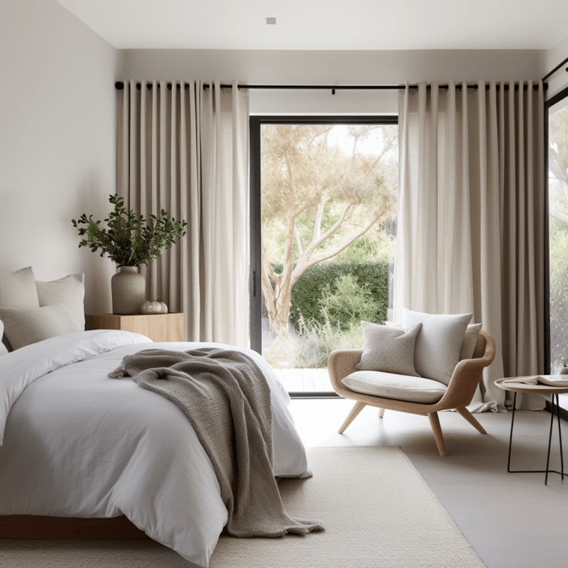 Off White Linen Like Single Panel Curtain with Silver Grommets