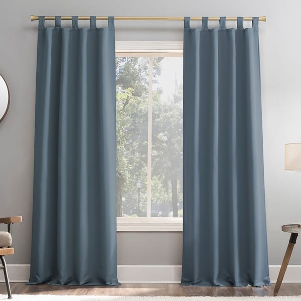 Off-White Tab Top Curtain Panel, Textured Woven Blackout Drapes