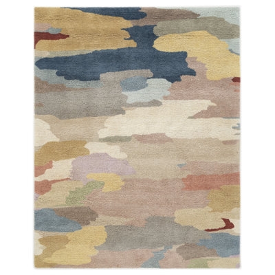 Organic Wavy Area Rug with High-Low Shag Texture