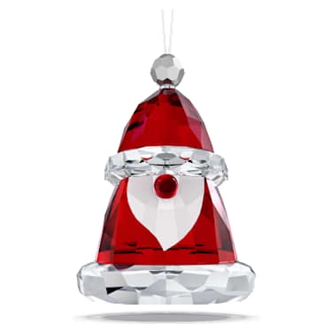 Ornament: Faceted Crystal Santa Figurine with Red Accent Hat