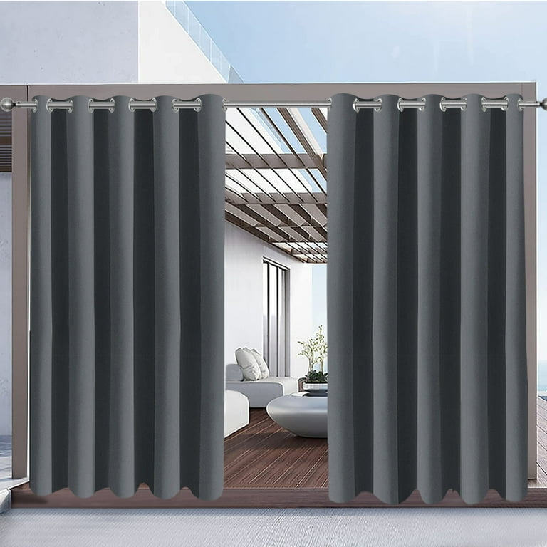Outdoor Curtain Dark Gray Grommet Top Sun Blocking Patio Privacy