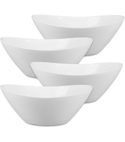 Oval Serving Bowls White Glossy Porcelain Dishes