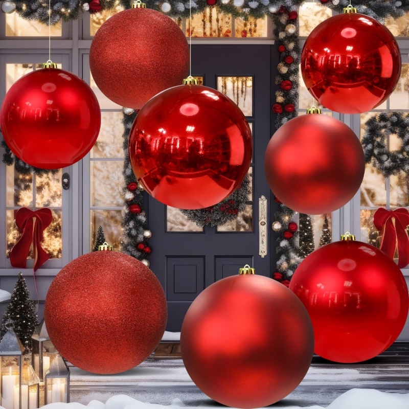 Oversized Christmas Ornaments Glitter and Polished Gold Festive Decor