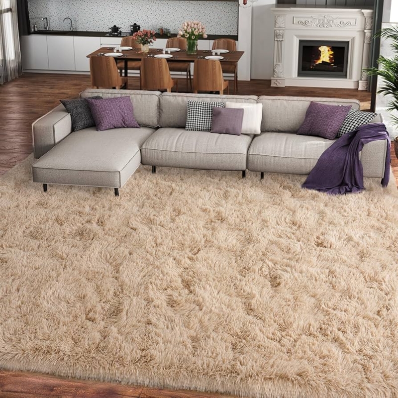 Oversized Cream Shag Rug Japandi Style Scandinavian Inspired Decor