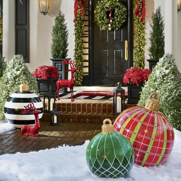 Oversized Ornament: Colorful Shimmery Glitter Balls for Festive Yard Decor
