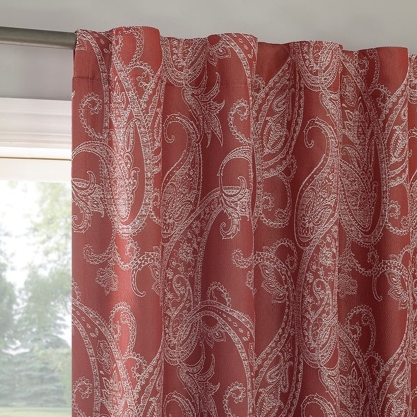 Paisley Embroidered Total Blackout Curtain Panel, Back Tab Drapes