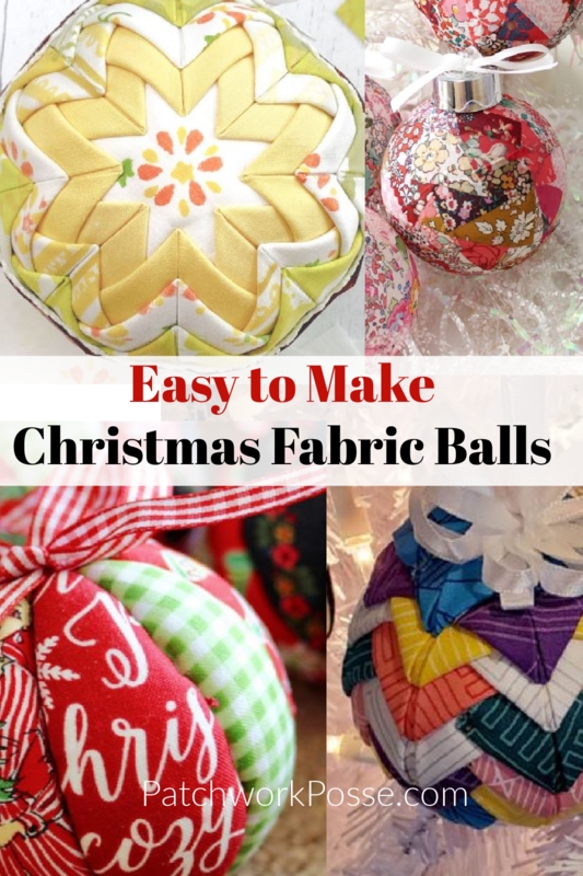Patchwork and Textured Fabric Ball Ornament Collection