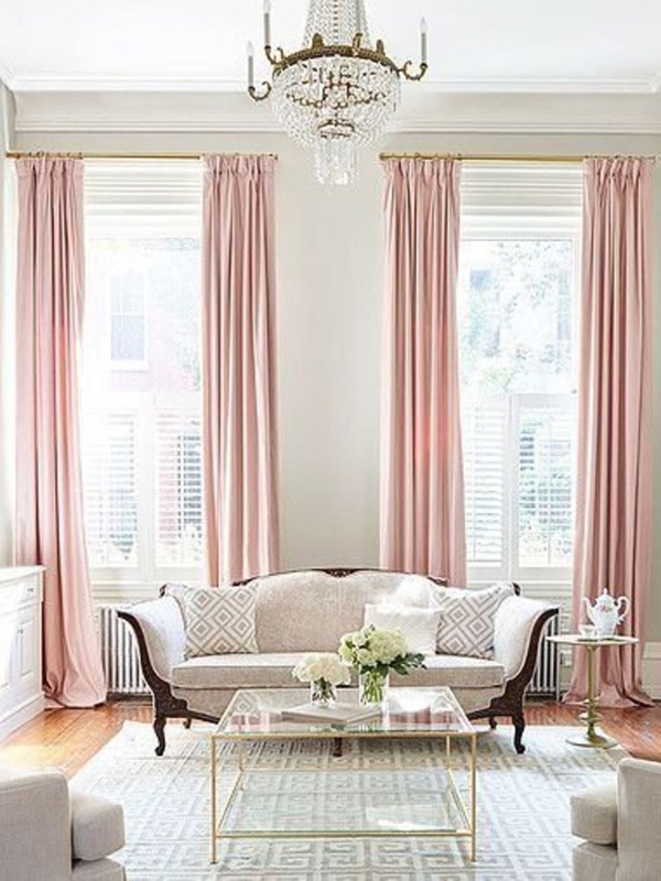 Petal Pink Linen Curtains with Heavy Drape, Soft Petal Pink Linen Curtains