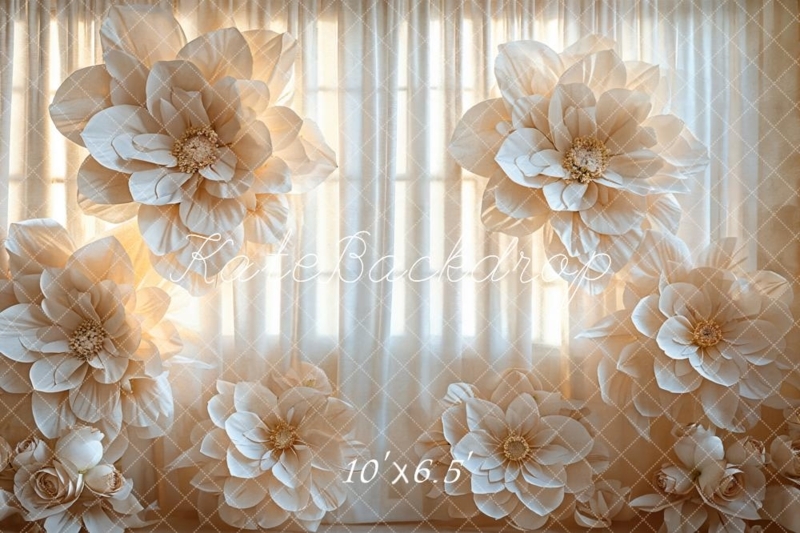 Photography Backdrop Trompe L Oeil Drapery Beige Romantic Shabby Chic Decor