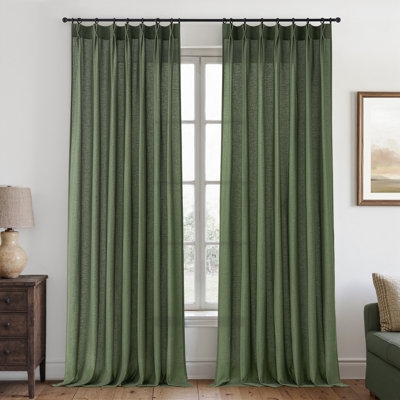 Pinch Pleat Curtains Ivory Linen Like Light Filtering Airy