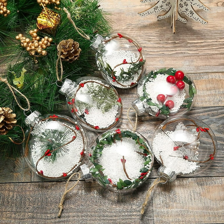 Plastic Ornaments Flat Disc Shape Fillable Modern Holiday Decor