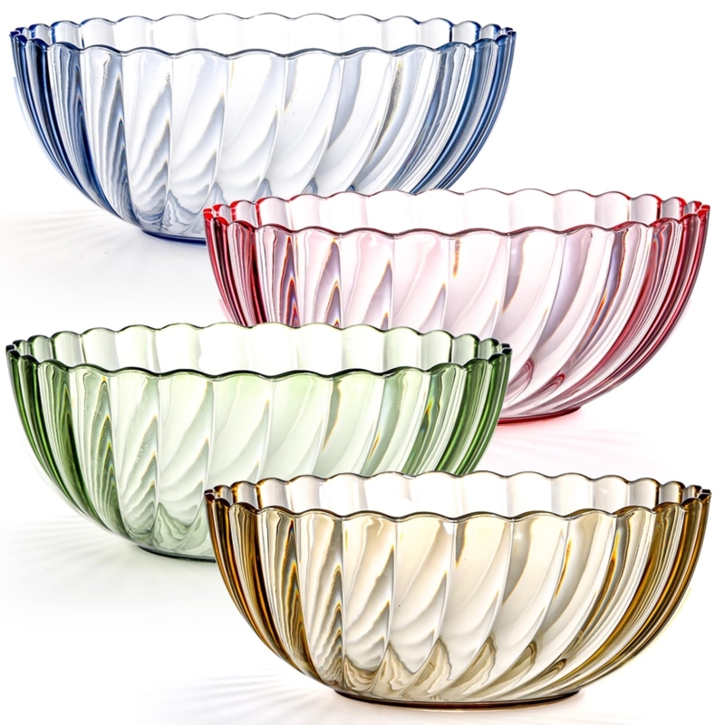 Plastic Serving Bowl Set, Matte Pastel, Minimalist Deep Basin Design
